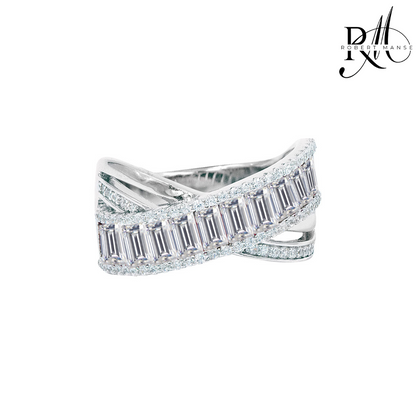 CZ RoManse Baguette & Pavé X Shaped Cocktail Ring