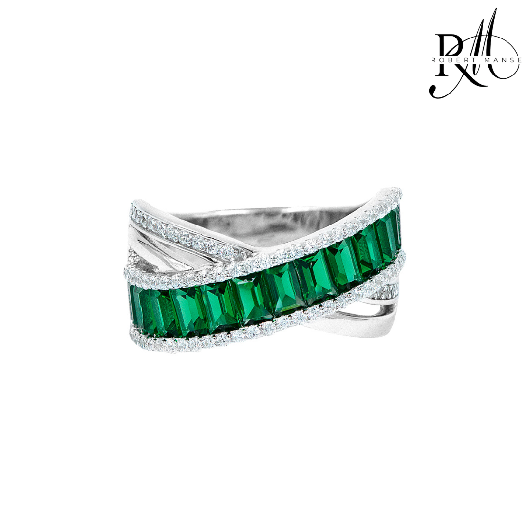 CZ RoManse Baguette & Pavé X Shaped Cocktail Ring