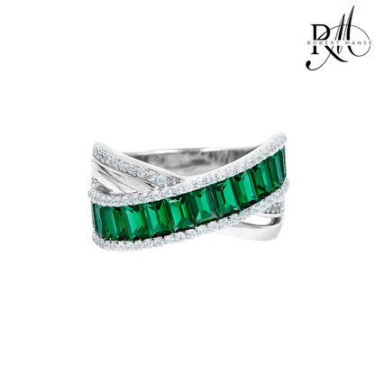 CZ RoManse Baguette & Pavé X Shaped Cocktail Ring