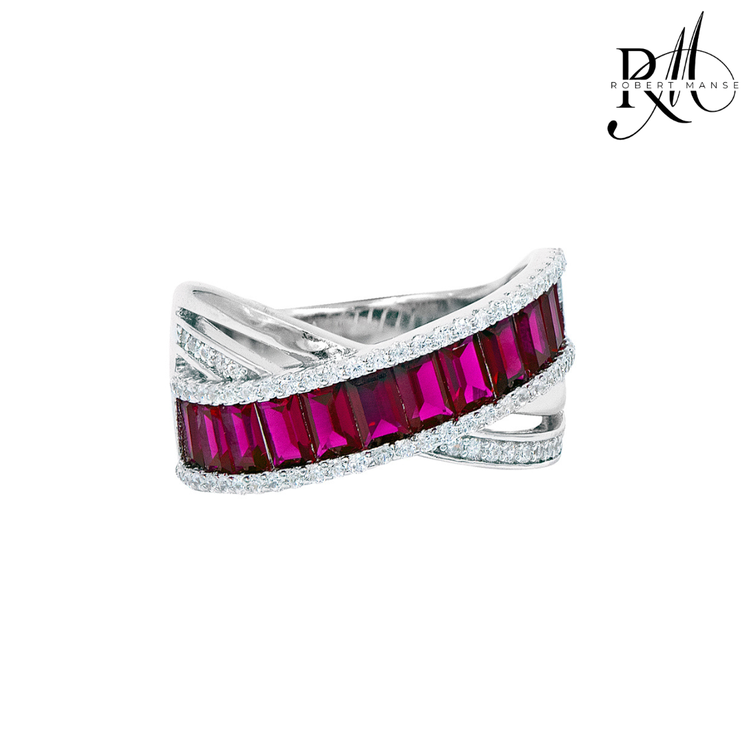 CZ RoManse Baguette & Pavé X Shaped Cocktail Ring