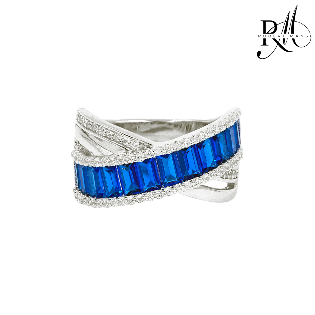 CZ RoManse Baguette & Pavé X Shaped Cocktail Ring