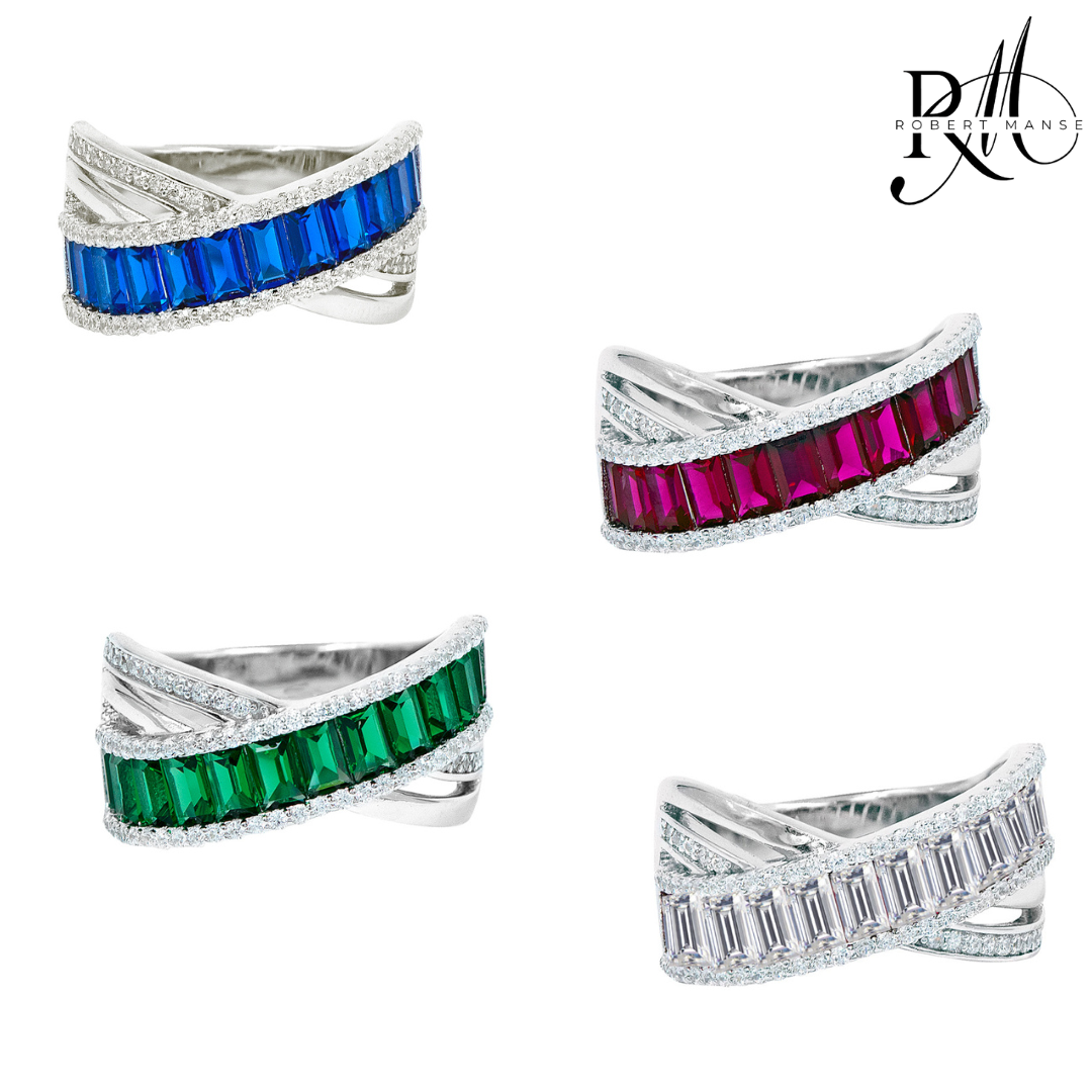 CZ RoManse Baguette & Pavé X Shaped Cocktail Ring