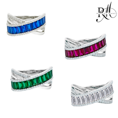 CZ RoManse Baguette & Pavé X Shaped Cocktail Ring