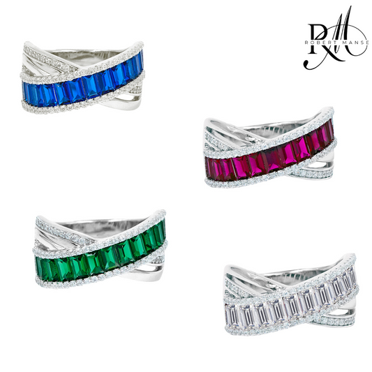 CZ RoManse Baguette & Pavé X Shaped Cocktail Ring