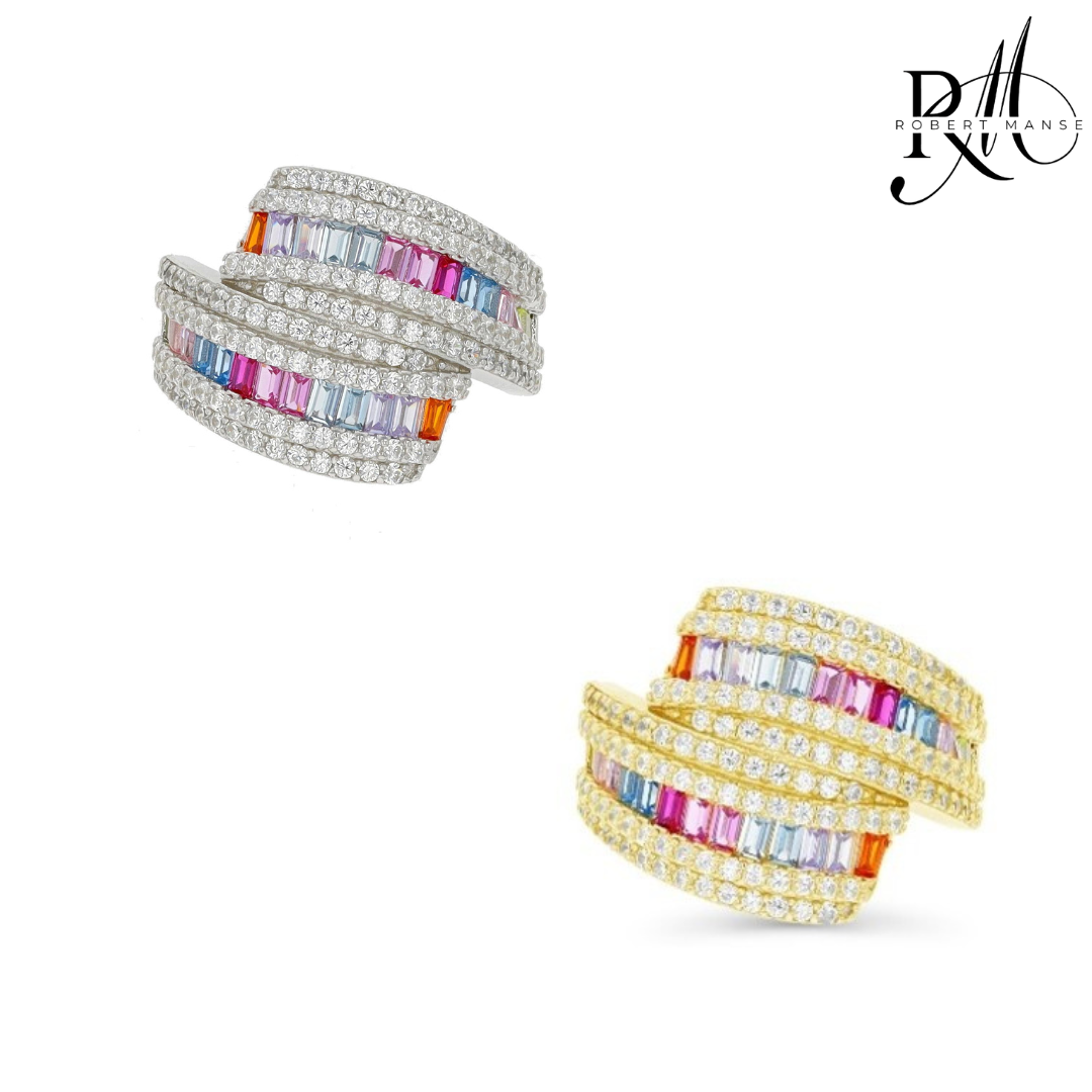 CZ RoManse Pavé Overlapping Cocktail Ring