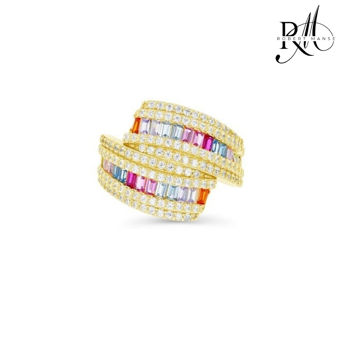 CZ RoManse Pavé Overlapping Cocktail Ring