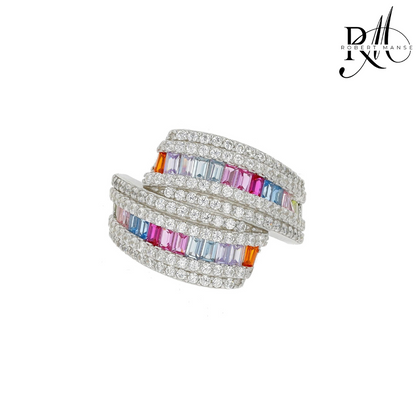 CZ RoManse Pavé Overlapping Cocktail Ring