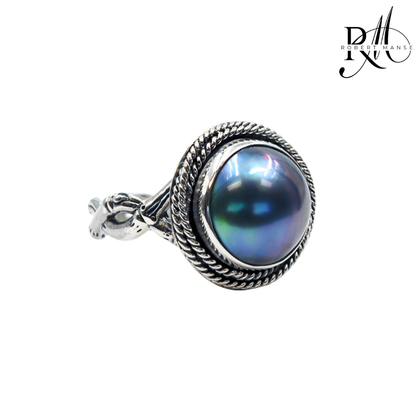Bali RoManse Mabe Pearl Twisted Bamboo Sterling Silver Ring