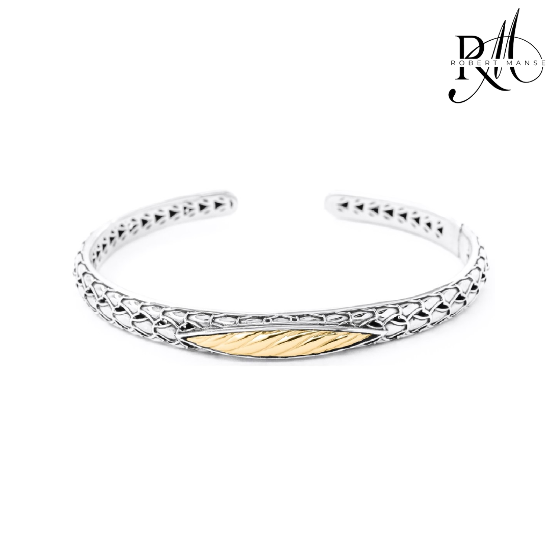 Bali RoManse Two-Tone Sterling Silver & 18K Gold Hinged Bracelet