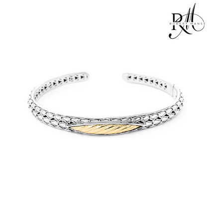 Bali RoManse Two-Tone Sterling Silver & 18K Gold Hinged Bracelet