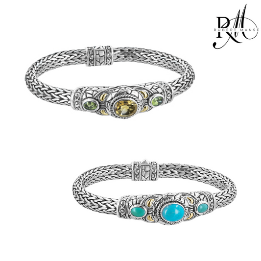 Bali RoManse Gemstone & Tulang Naga Box Clasp Bracelet with 18K Gold Accents