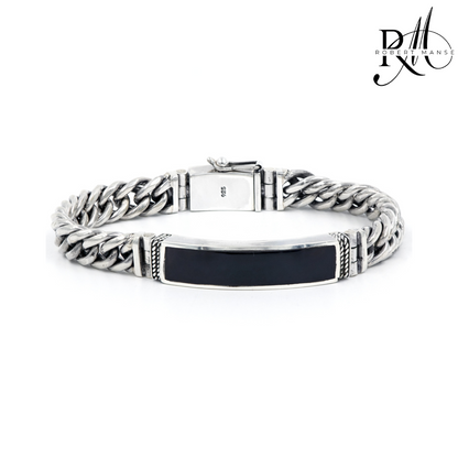 BroManse Shell & Sterling Silver Curb Chain Link 8.5" Bracelet