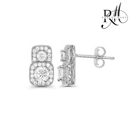 CZ RoManse Double Halo Stud Earrings