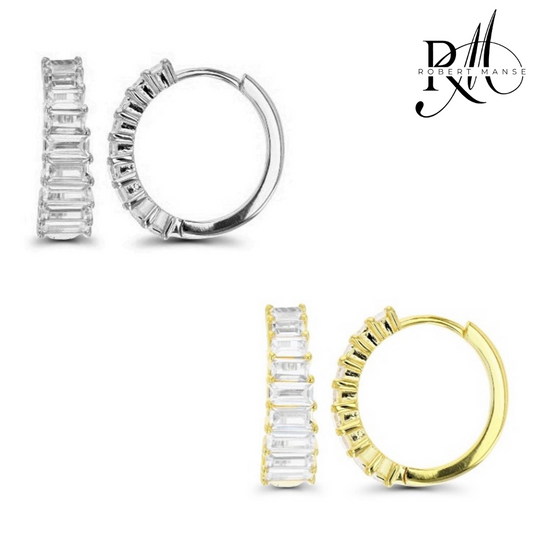 CZ RoManse Small Hoop Earrings - Available in Sterling Silver or Plated 18k Gold
