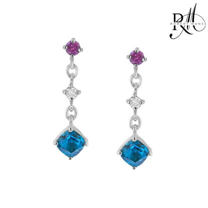 Gem RoManse Multi-stone Dangle Sterling Silver Earrings