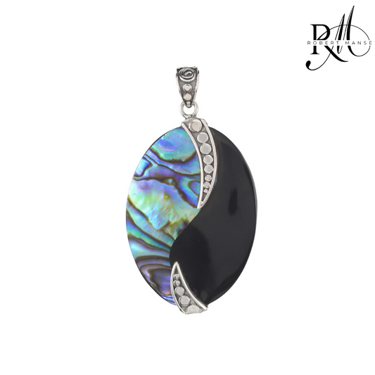 Bali RoManse Abalone & Black Shell Sterling Silver Pendant