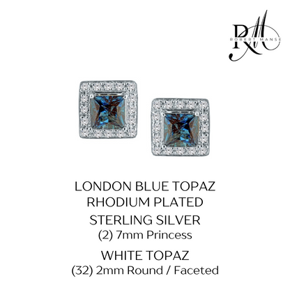 Gem RoManse Sterling Silver Stud Earrings with Removable White Topaz Frame