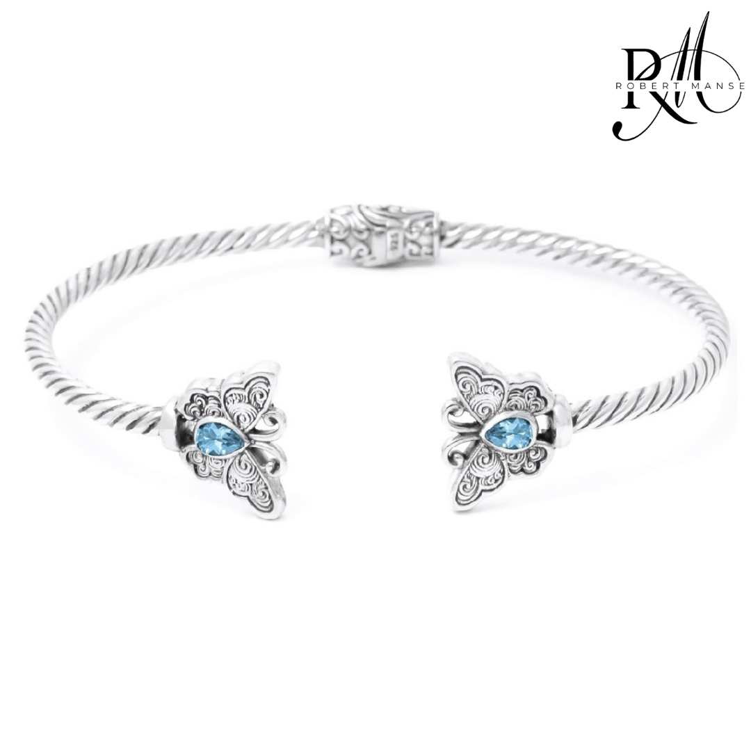 Bali RoManse Butterfly Sterling Silver Hinged Cuff Bracelet