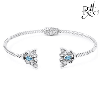 Bali RoManse Butterfly Sterling Silver Hinged Cuff Bracelet