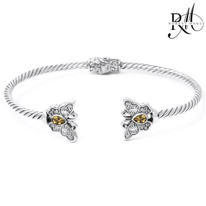 Bali RoManse Butterfly Sterling Silver Hinged Cuff Bracelet