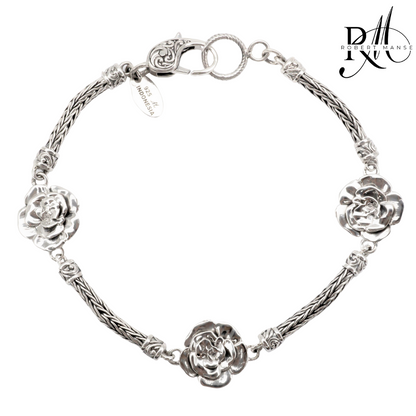 Bali RoManse Flower Station Sterling Silver Bracelet