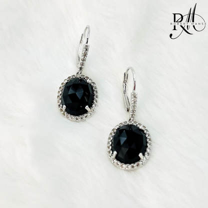 Prom Jewelry Black Onyx Sterling Silver Earrings by Robert