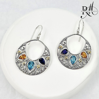 Gem RoManse Multi-Gemstone Sterling Silver Dangle Earrings