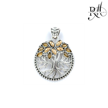 Bali RoManse Sterling Silver & 18K Gold Tree of Life Gemstone Pendant