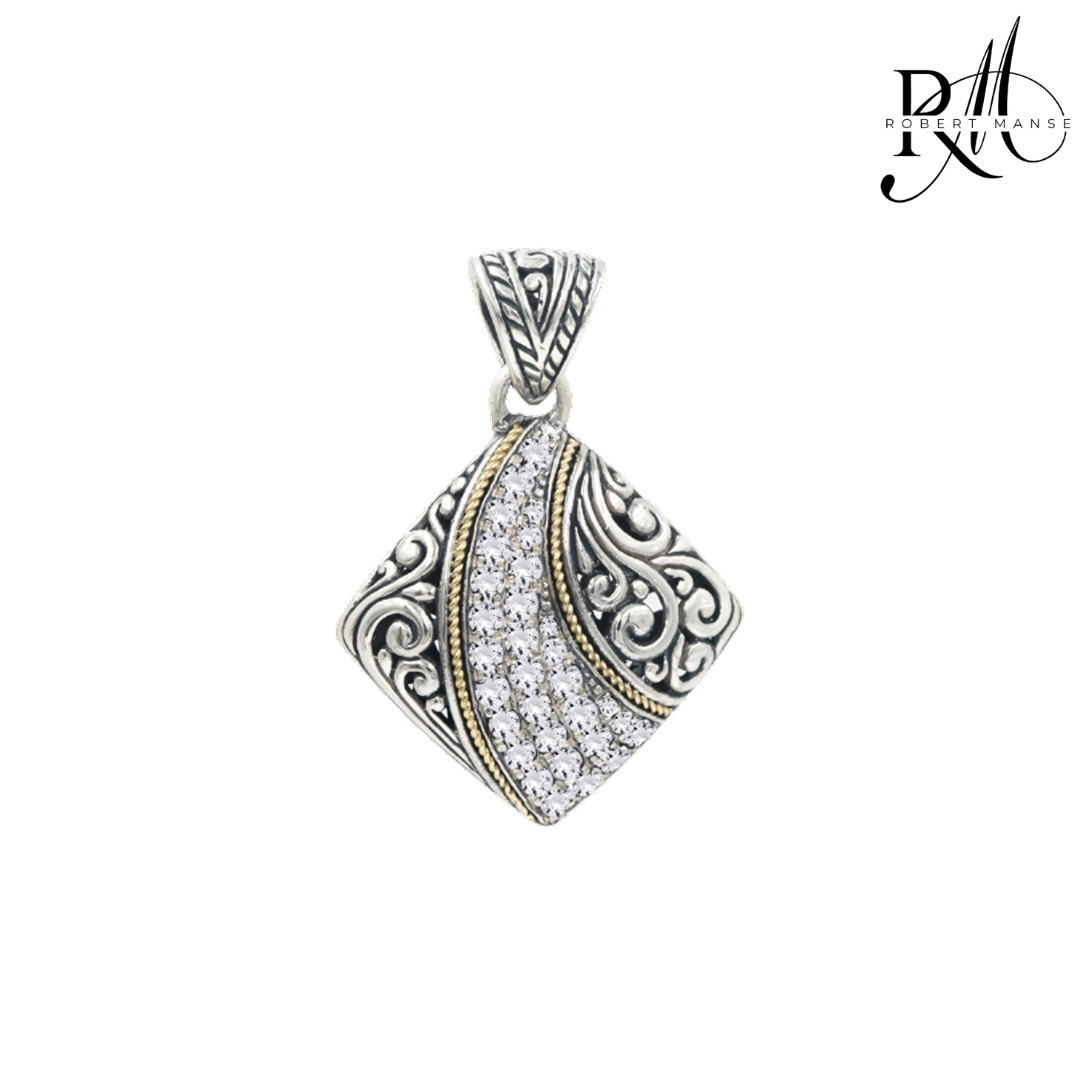 Bali RoManse Pavé Gemstone Two-Tone Pendant