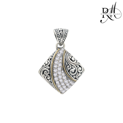 Bali RoManse Pavé Gemstone Two-Tone Pendant