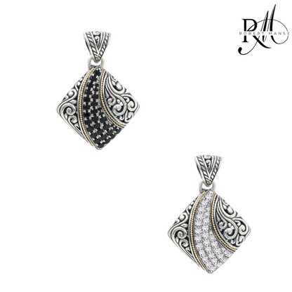 Bali RoManse Pavé Gemstone Two-Tone Pendant