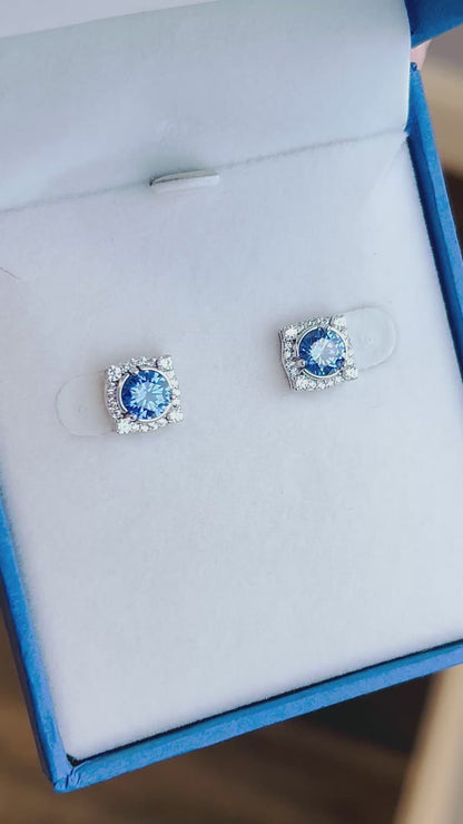 CZ RoManse Rhodium Plated Round Stud Earrings