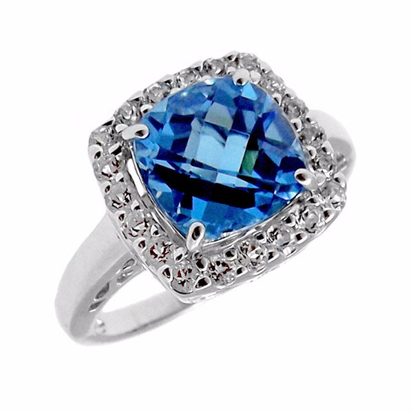 London Blue Cushion Gemstone Ring