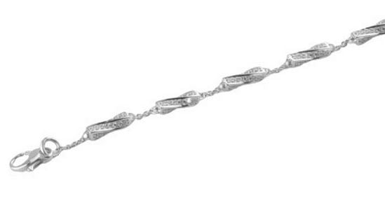 Rhodium Plated Sterling Silver 7" CZ Barrel Bracelet