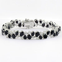 Pear Shaped Gemstone and White Topaz Silver Cluster Bracelet