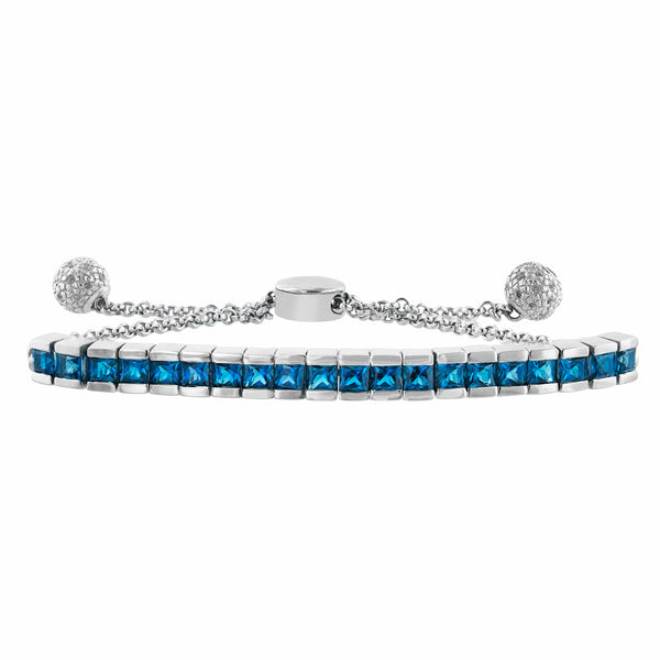 London Blue Topaz Adjustable Channel Gemstone Bolo Bracelet 