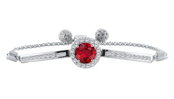 Round Ruby Bolo Bracelet with White Topaz Accents