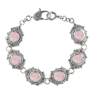 Bali Sterling Silver Morganite Station Bracelet with 18K Gold Accents