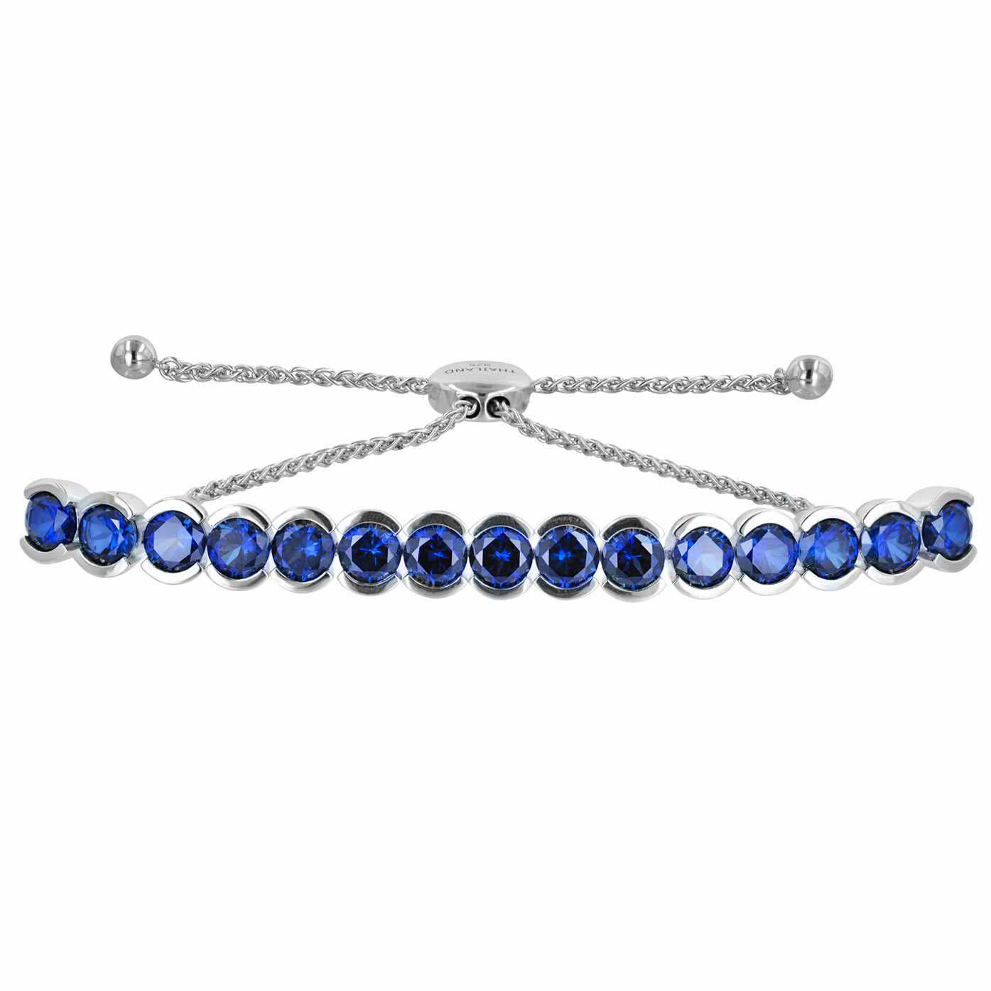 Lab Sapphire Round Gemstone Bolo Bracelet