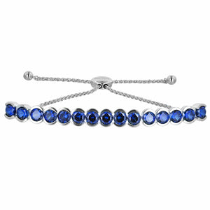 Silver Blue Sapphire Bolo Bracelet