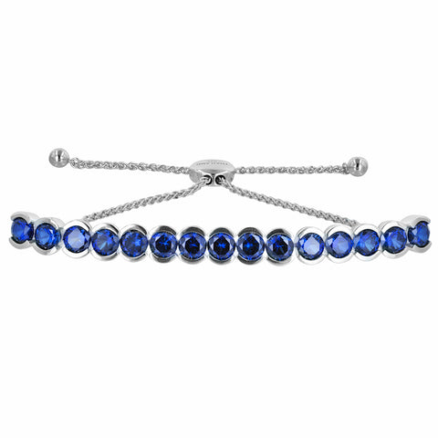 Lab Sapphire Round Gemstone Bolo Bracelet