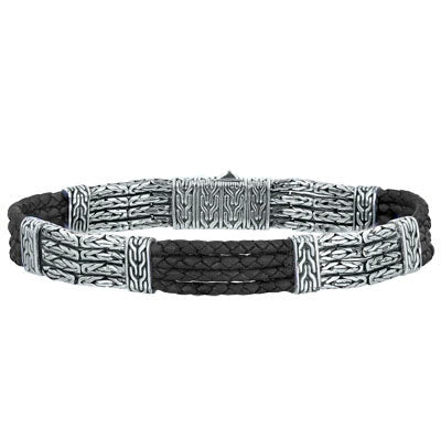 NEW Men's Black Leather Bracelet