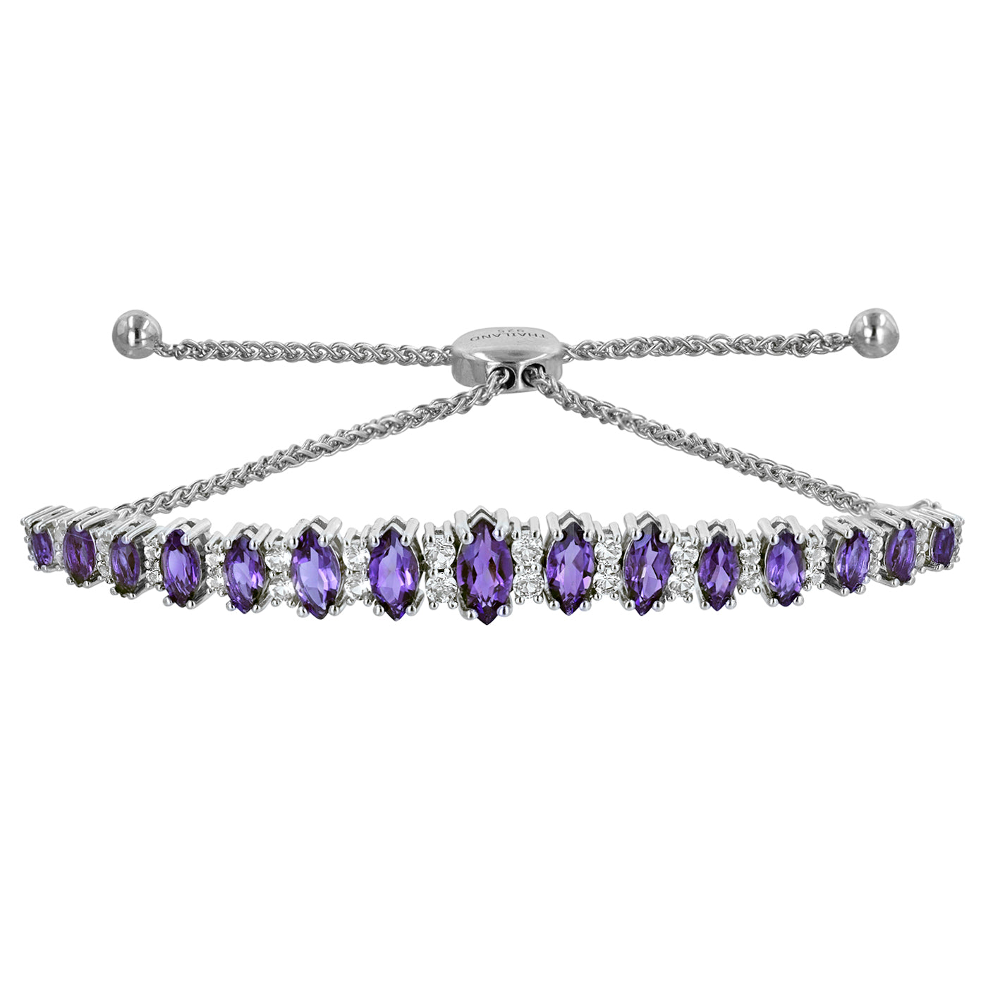 Amethyst Marquise Gemstone Bolo Bracelet