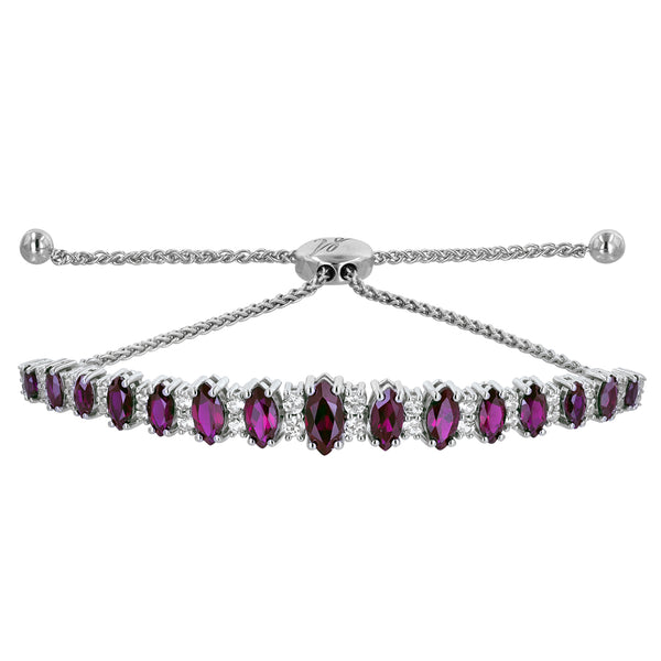 Lab Ruby Marquise Gemstone Bolo Bracelet