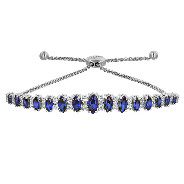 Lab Sapphire Marquise Gemstone Bolo Bracelet