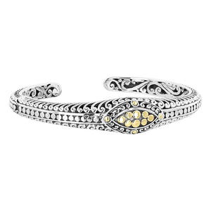 Silver & 18k Gold Dot Motif Hinge Cuff Bracelet