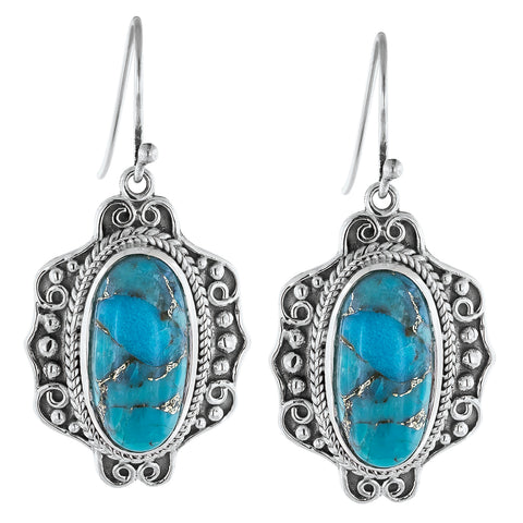 Bohemian Blue Mojave Turquoise Sterling Silver Earrings