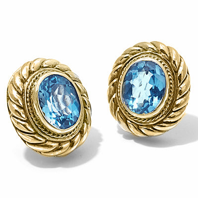 NEW Gold Plated Swiss Blue Topaz Cable Earrings