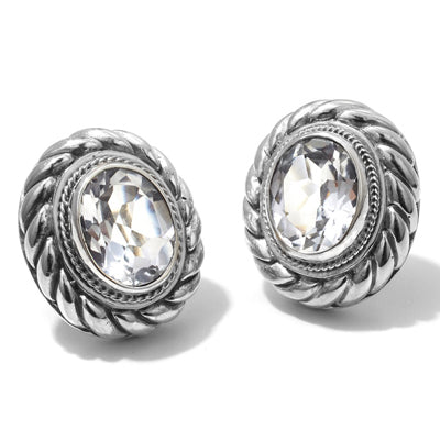 Bali RoManse White Topaz Rhodium Plated Sterling Silver Stud Earrings