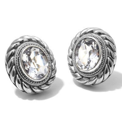 New Rhodium Plated White Topaz Cable Earrings